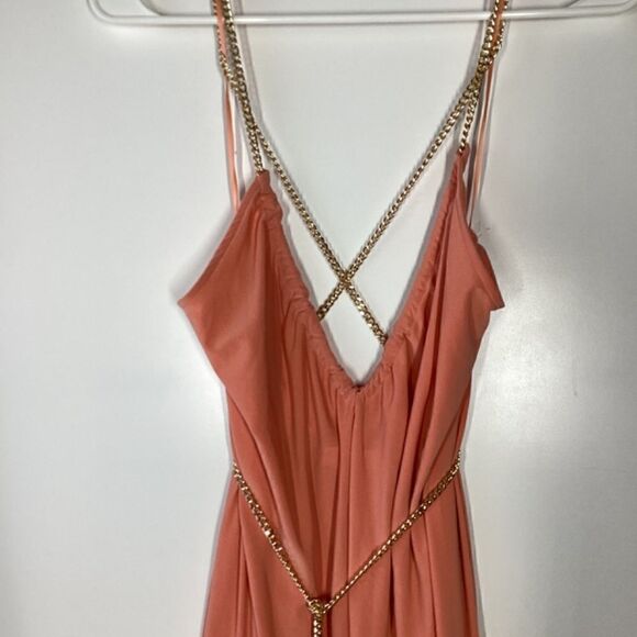 Ramy brook Ryder Chain-Trim High-Low Dress Peach Size Large - Picture 8 of 16
